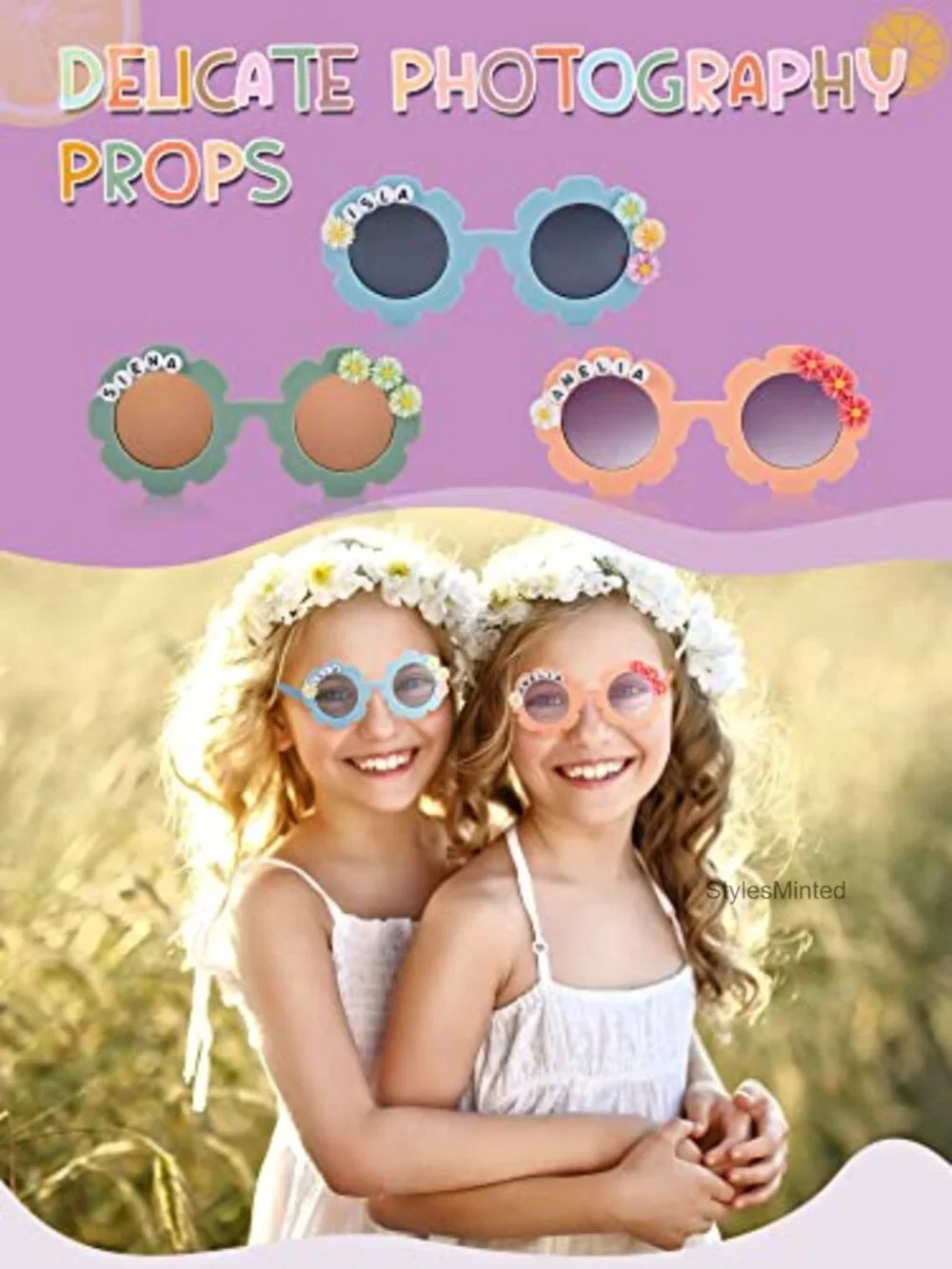 10 Pairs Round Flower Sunglasses DIY with Beads Kids